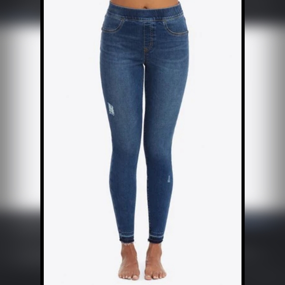 SPANX Denim - SPANX® Medium Control Distressed Denim Skinny Jeans